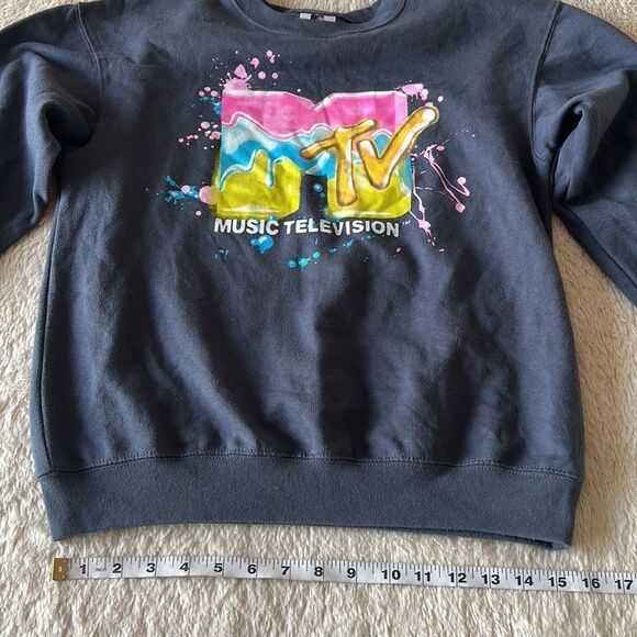 MTV logo blue gray pullover size small (3-5) - Picture 10 of 16